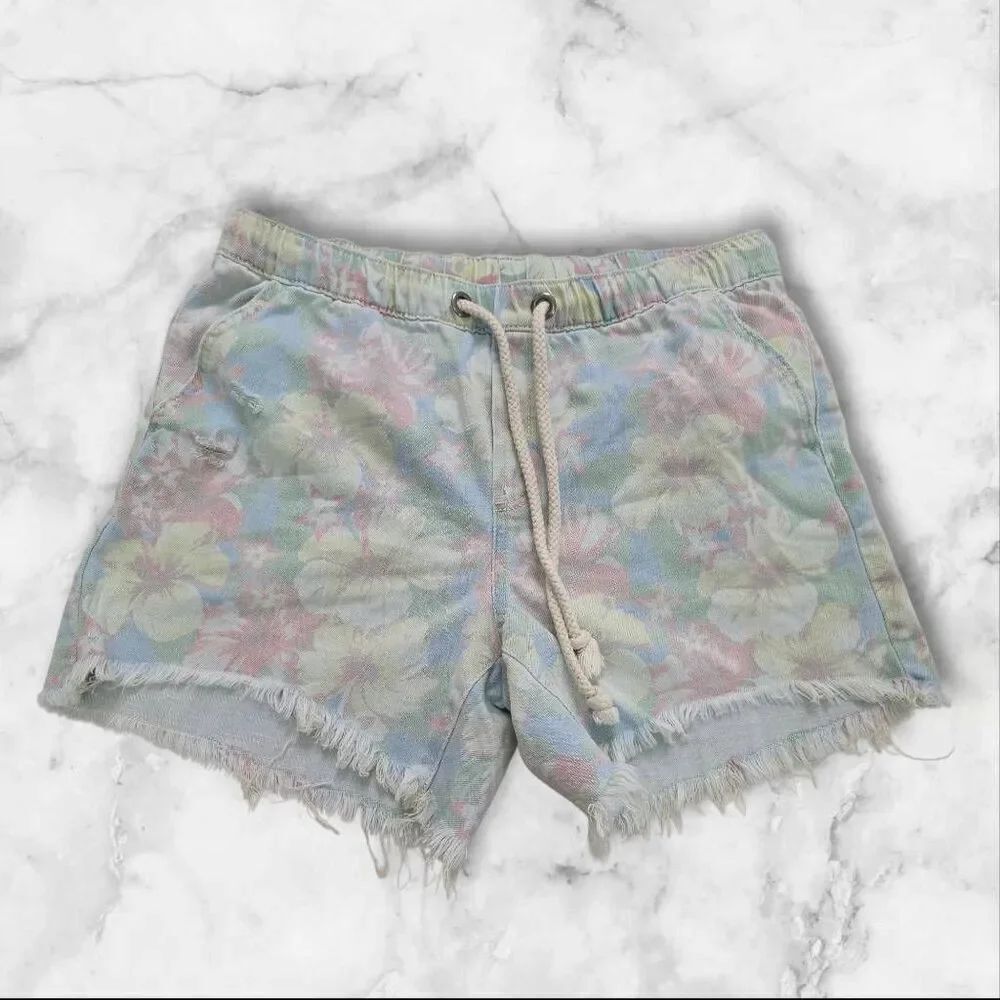 Aerie Floral Stretch Jean Shorts Size Medium